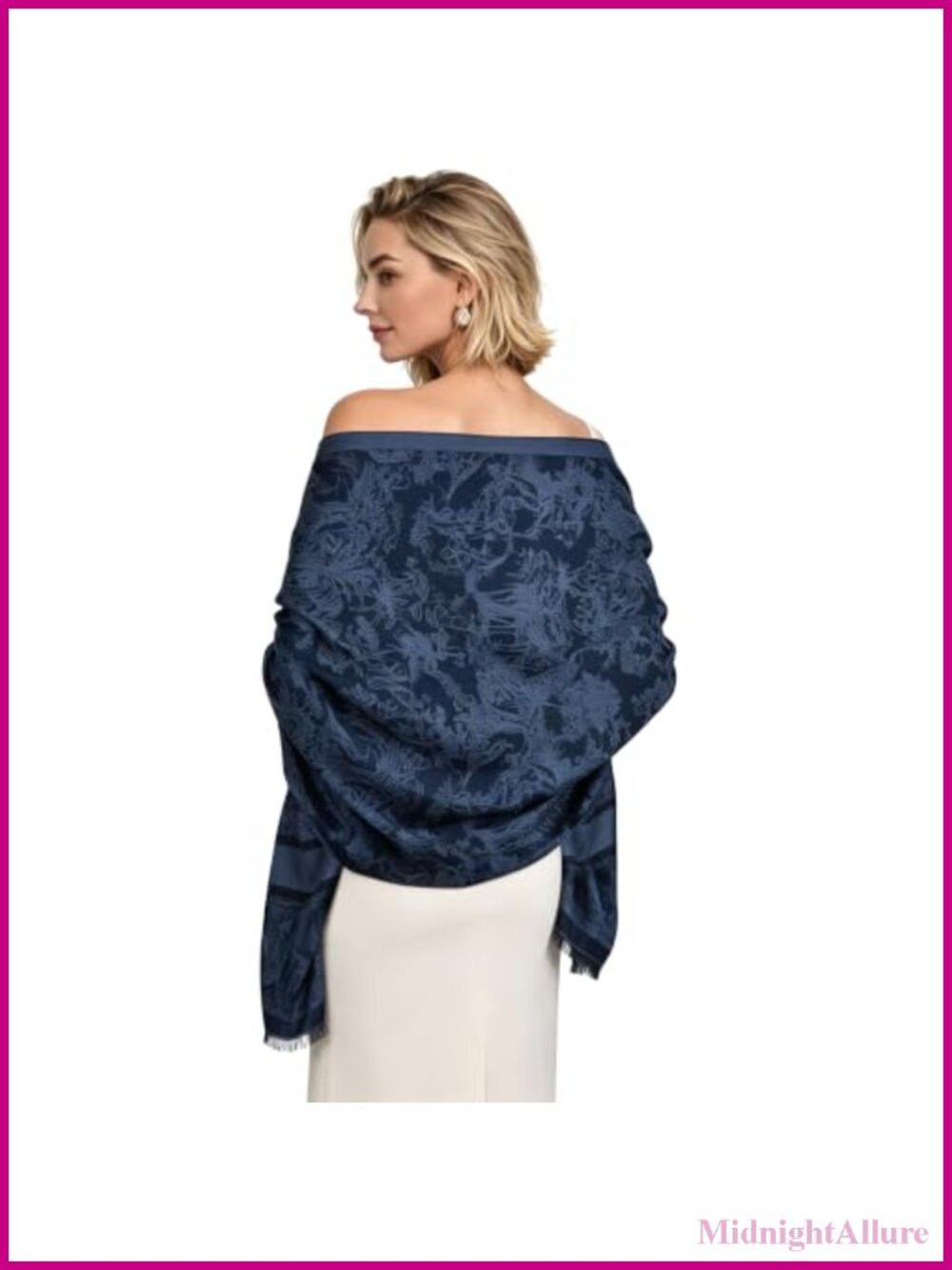 Elegant Floral Pashmina Shawl Wrap Fringe Evening Wedding Bridal